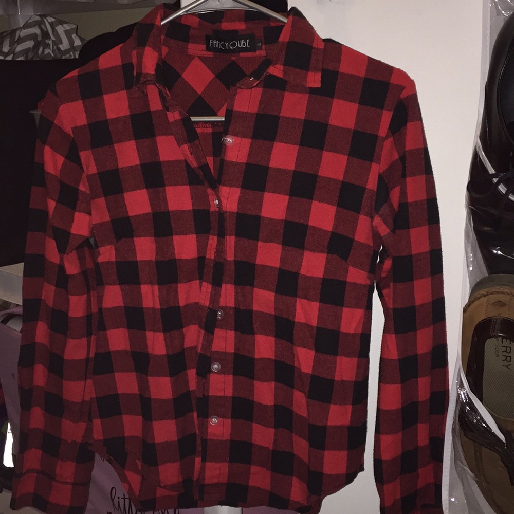 Red flannel button up size large fits like a small